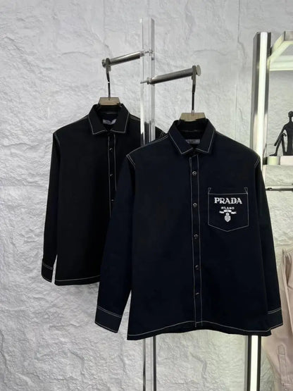 PRAD_A BLACK PREMIUM THREAD IMPORTED SHIRT