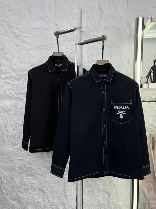 PRAD_A BLACK PREMIUM THREAD IMPORTED SHIRT