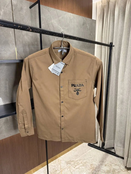 PRAD_A BROWN PREMIUM THREAD IMPORTED SHIRT