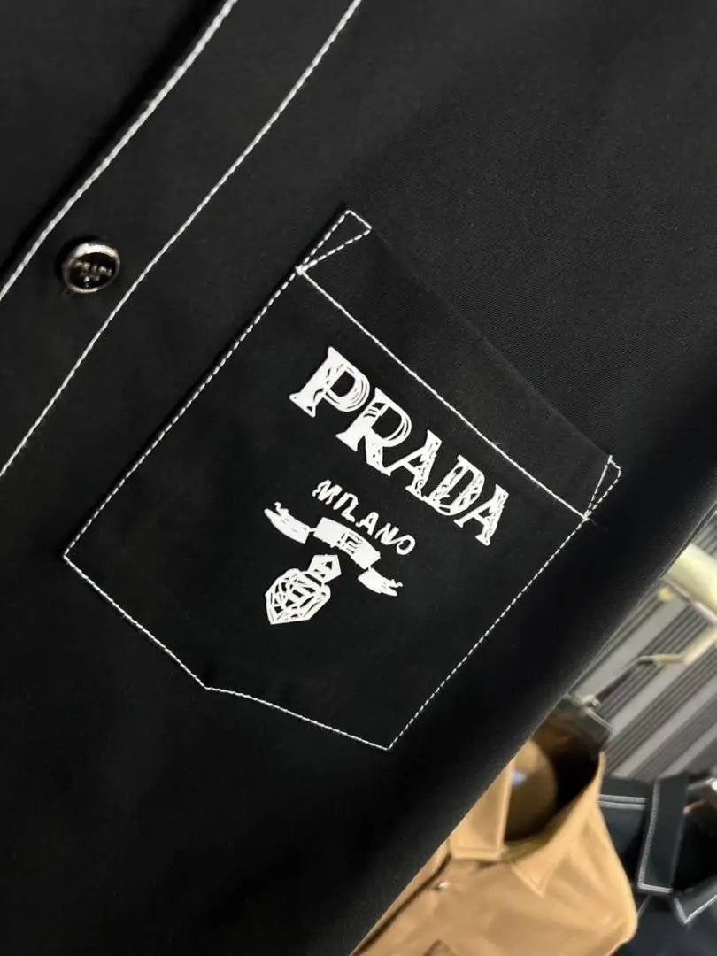 PRAD_A BLACK PREMIUM THREAD IMPORTED SHIRT