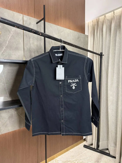 PRAD_A BLACK PREMIUM THREAD IMPORTED SHIRT
