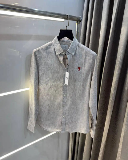 AMI PARIS BROWN WHITE PREMIUM FRONT LOGO SHIRT