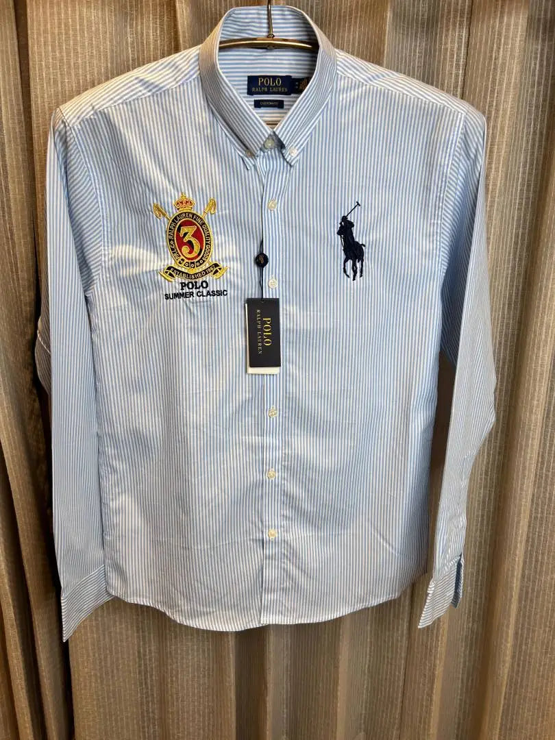 RALPH LAURE_N POLO BLUE LINING FRONT EMBORSSED SHIRT