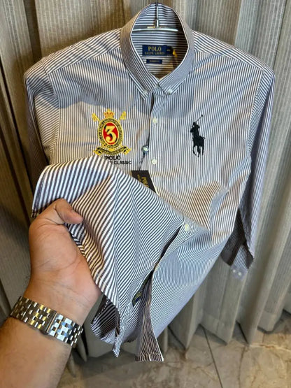 RALPH LAURE_N POLO BLACK LINING FRONT EMBORSSED SHIRT