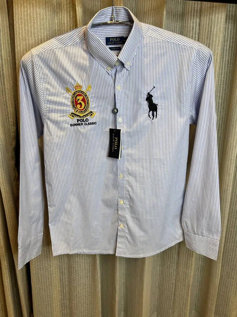 RALPH LAURE_N POLO GREY LINING FRONT EMBORSSED SHIRT