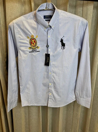 RALPH LAURE_N POLO GREY LINING FRONT EMBORSSED SHIRT