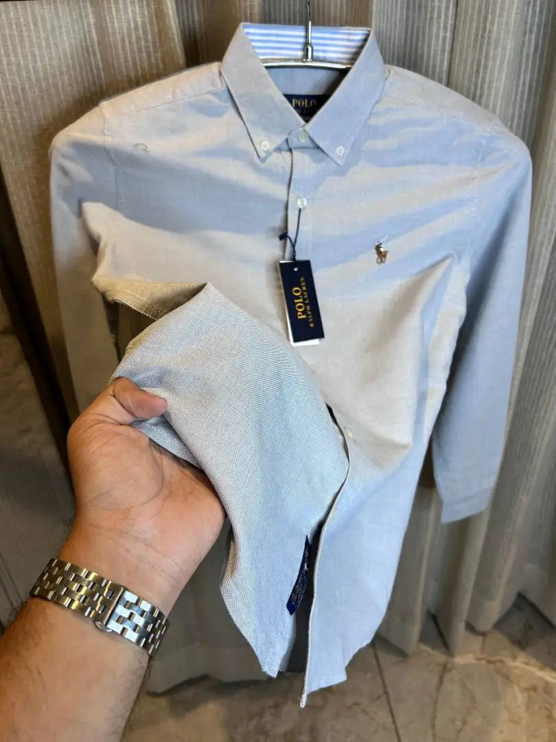 RALPH LAURE_N POLO LIGHT GREY CLASSIC PREMIUM SHIRT