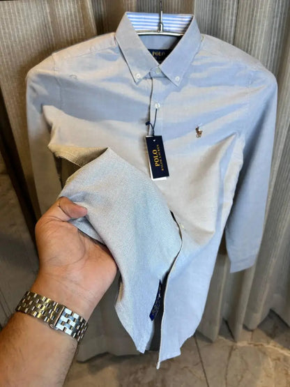 RALPH LAURE_N POLO LIGHT GREY CLASSIC PREMIUM SHIRT