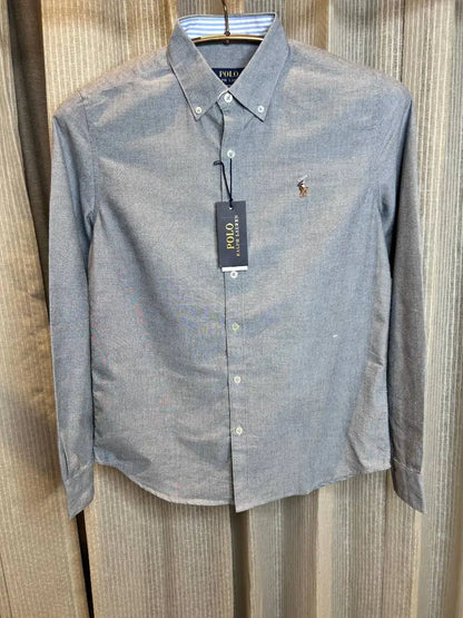 RALPH LAURE_N POLO GREY CLASSIC PREMIUM SHIRT