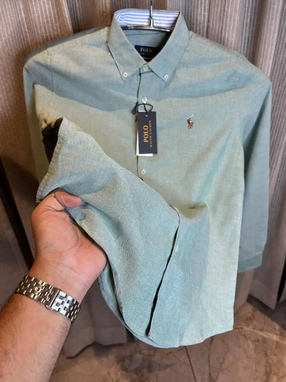 RALPH LAURE_N POLO GREEN CLASSIC PREMIUM SHIRT