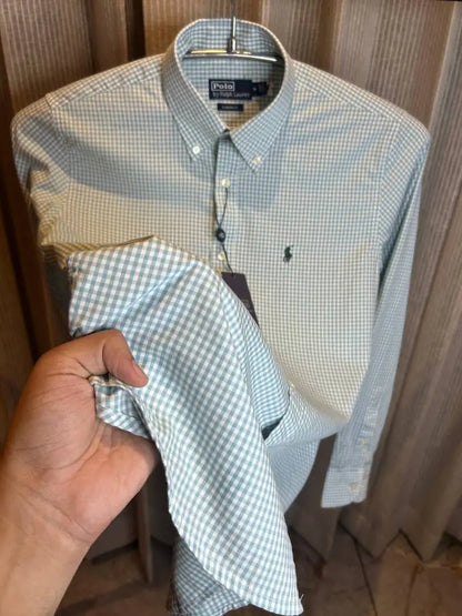 RALPH LAURE_N BLUE PREMIUM CHECKS SHIRT