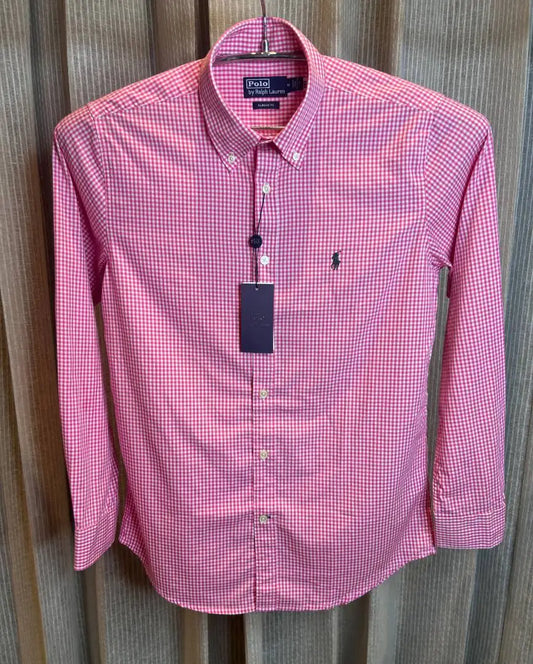 RALPH LAURE_N PINK PREMIUM CHECKS SHIRT