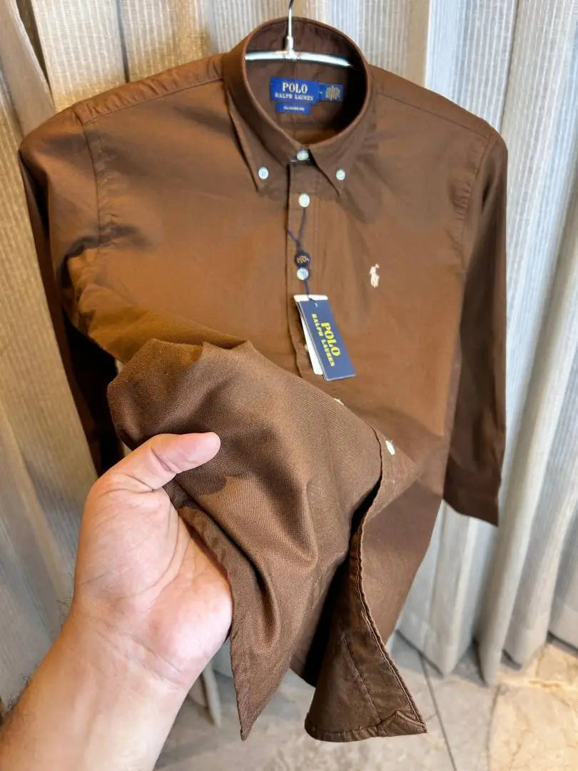 RALPH LAURE_N BROWN PREMIUM COTTON CLASSIC SHIRT