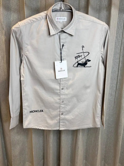 MONCLE_R BEIGE PREMIUM FRONT PRINTED IMPORTED SHIRT