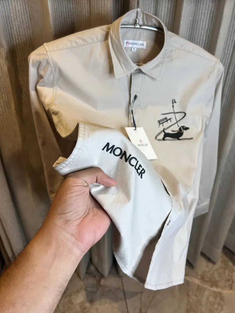 MONCLE_R BEIGE PREMIUM FRONT PRINTED IMPORTED SHIRT