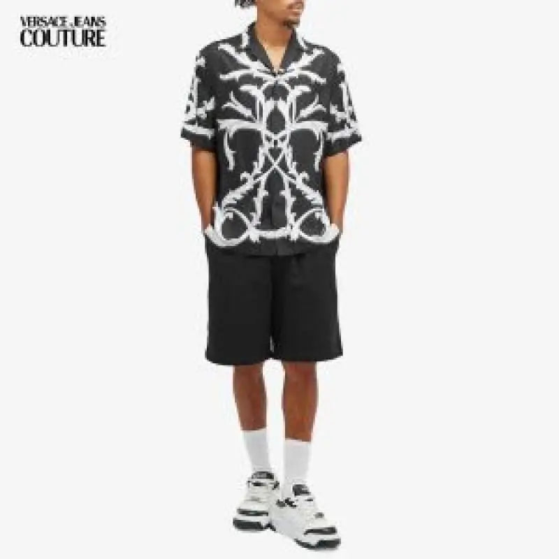 VERSACE PREMIUM BLACK FULL PRINTED SHIRT WITH BOX