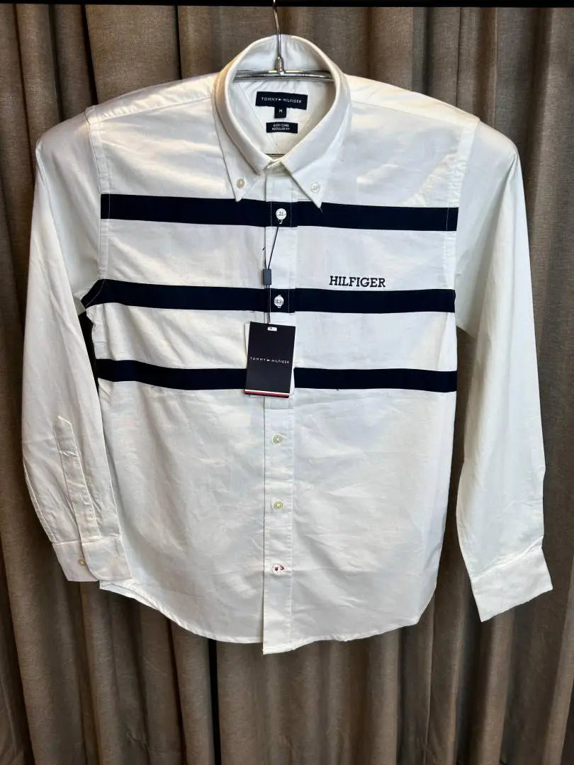 TOMMY HILFIGE_R WHITE BLACK FRONT STRIPES OXFORD SHIRT