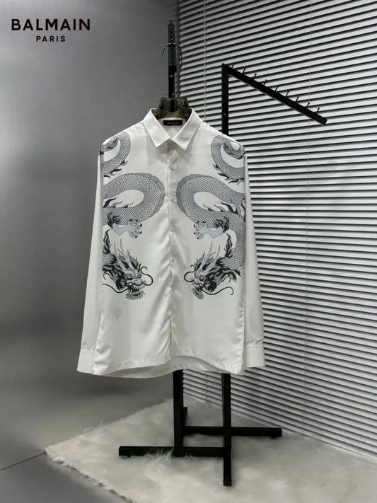 BALMAI_N WHITE PRINTED PREMIUM IMPORTED SHIRT WITH BOX