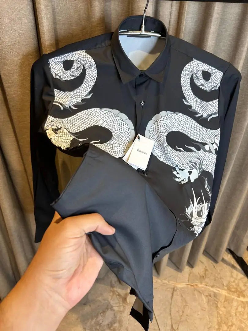 BALMAI_N BLACK PRINTED PREMIUM IMPORTED SHIRT WITH BOX