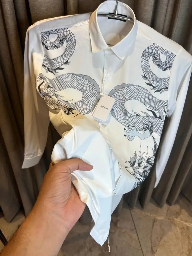 BALMAI_N WHITE PRINTED PREMIUM IMPORTED SHIRT WITH BOX