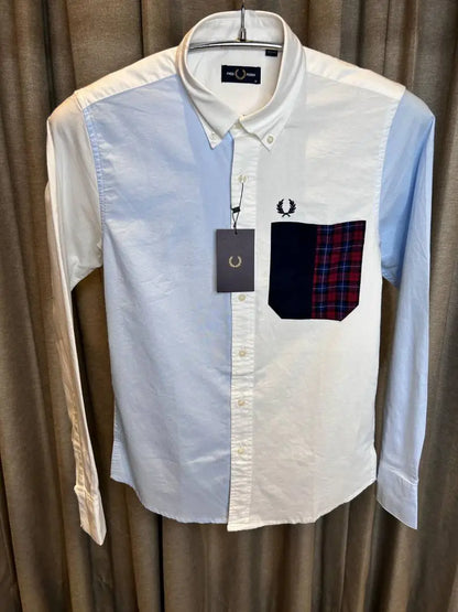 FRED PERRY WHITE BLUE WHITE PREMIUM MULTI COLOR PREMIUM SHIRT