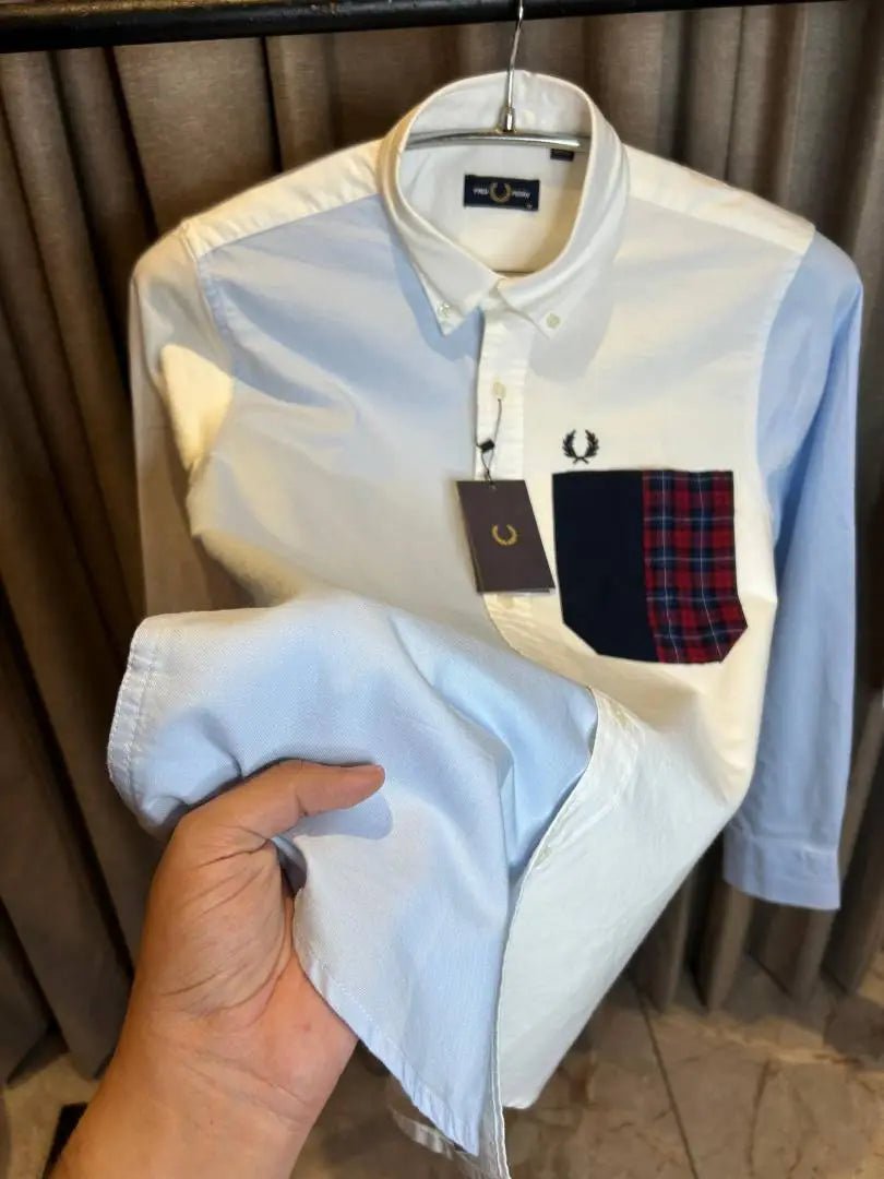 FRED PERRY WHITE BLUE WHITE PREMIUM MULTI COLOR PREMIUM SHIRT