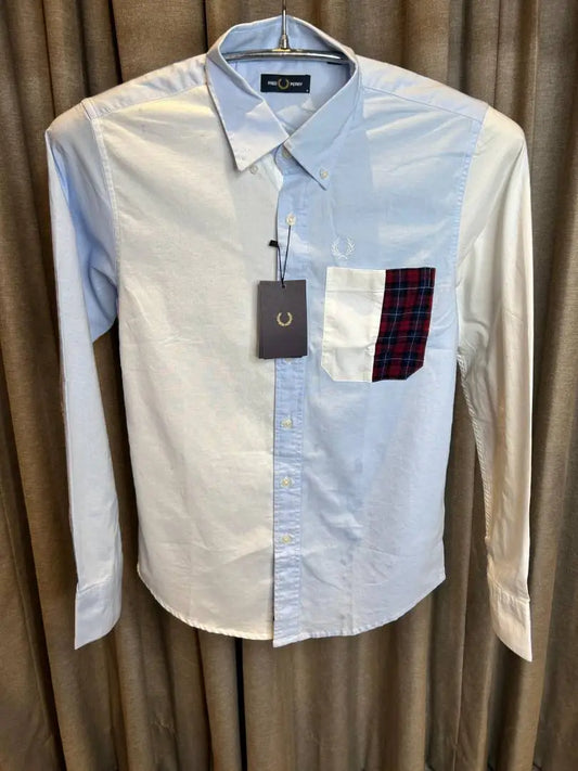 FRED PERRY WHITE BLUE PREMIUM MULTI COLOR PREMIUM SHIRT