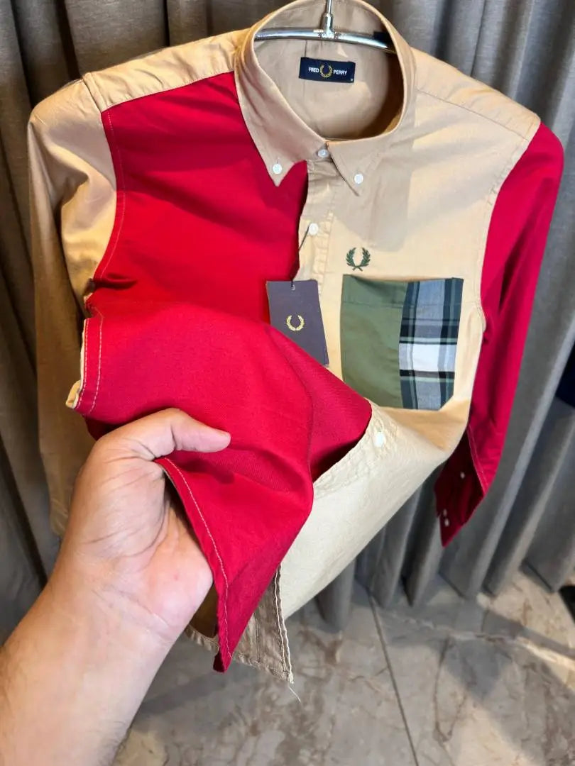 FRED PERRY RED BEIGE PREMIUM MULTI COLOR PREMIUM SHIRT