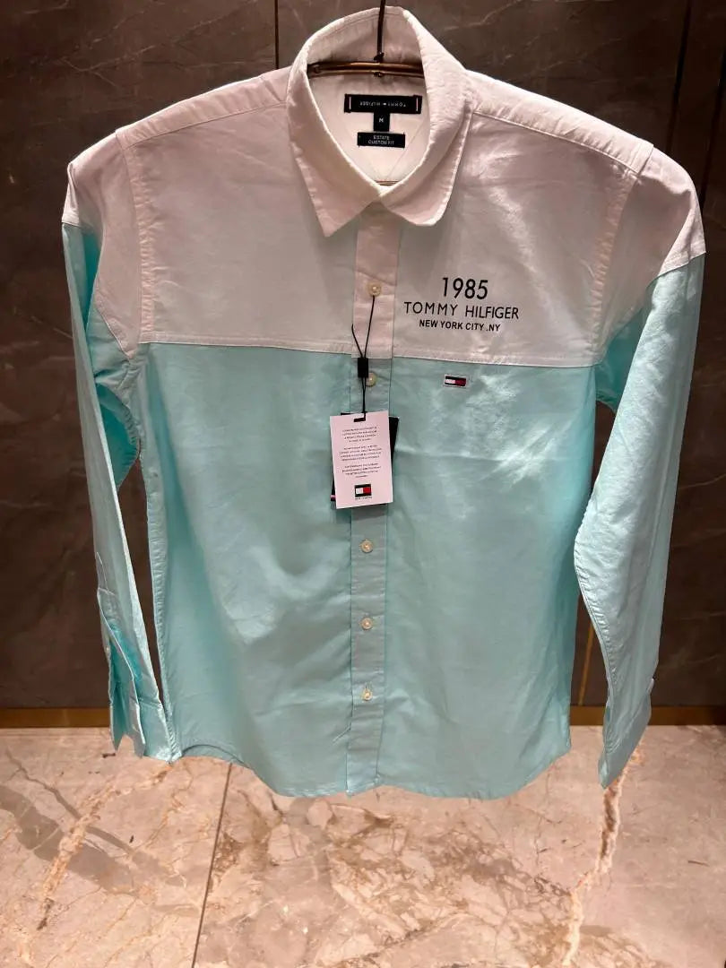 TOMMY HILFIGE_R TIFFANY BLUE WHITE MULTI SHIRT PREMIUM