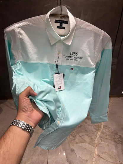 TOMMY HILFIGE_R TIFFANY BLUE WHITE MULTI SHIRT PREMIUM