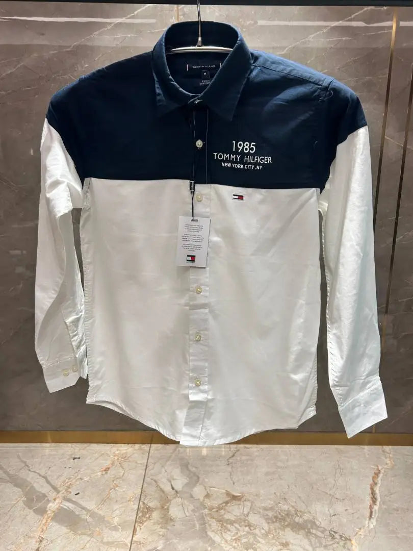 TOMMY HILFIGE_R NAVY BLUE WHITE MULTI SHIRT PREMIUM