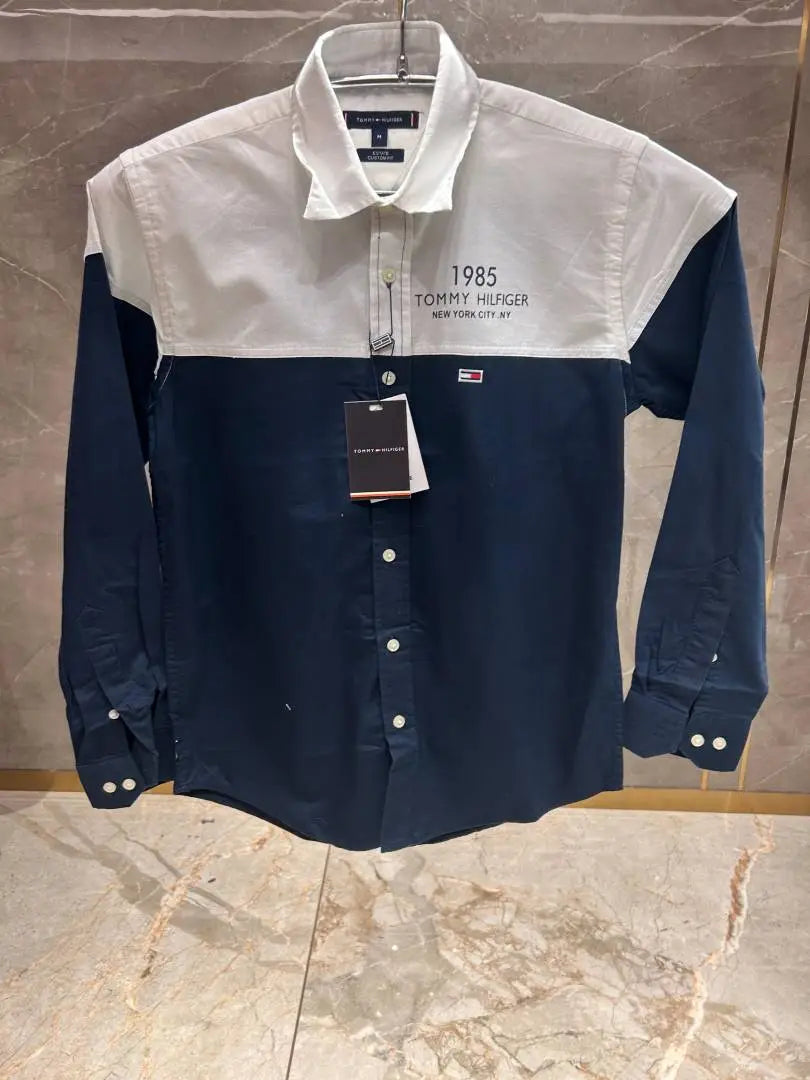 TOMMY HILFIGE_R NAVY BLUE WHITE MULTI SHIRT PREMIUM
