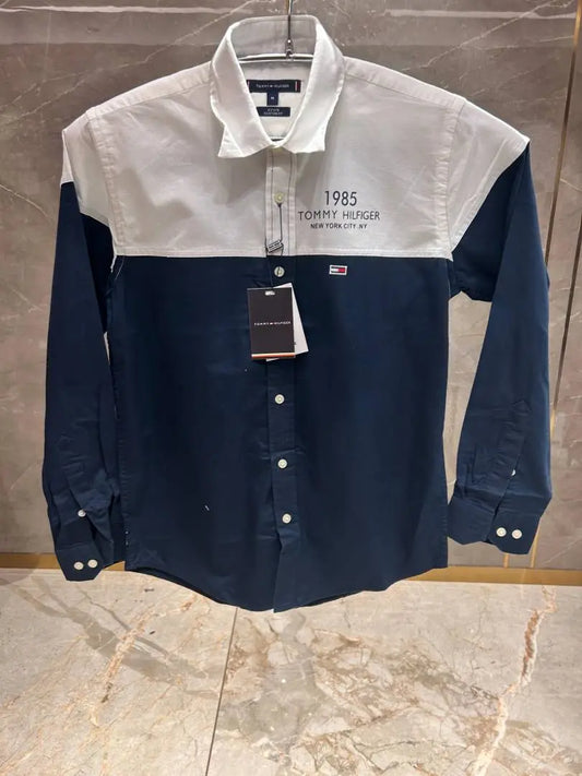 TOMMY HILFIGE_R NAVY BLUE WHITE MULTI SHIRT PREMIUM