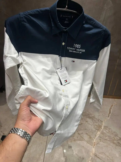 TOMMY HILFIGE_R NAVY BLUE WHITE MULTI SHIRT PREMIUM