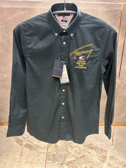 TOMMY HILFIGE_R GREEN OXFORD PREMIUM EMBROIDER SHIRT
