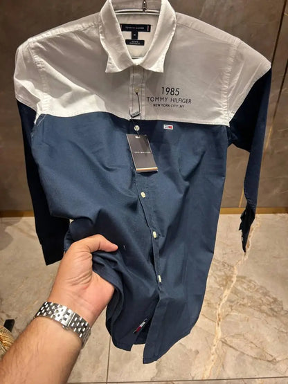TOMMY HILFIGE_R NAVY BLUE WHITE MULTI SHIRT PREMIUM