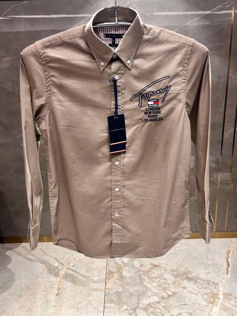 TOMMY HILFIGE_R BROWN OXFORD PREMIUM EMBROIDER SHIRT