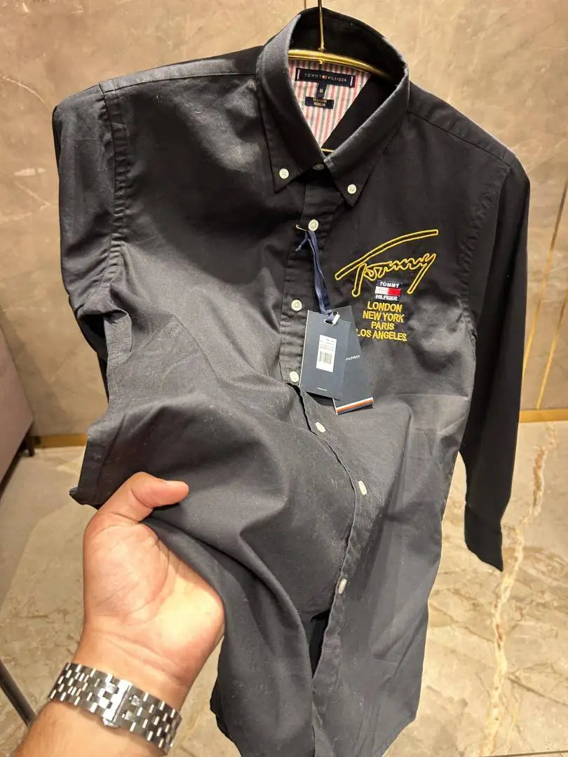 TOMMY HILFIGE_R BLACK OXFORD PREMIUM EMBROIDER SHIRT