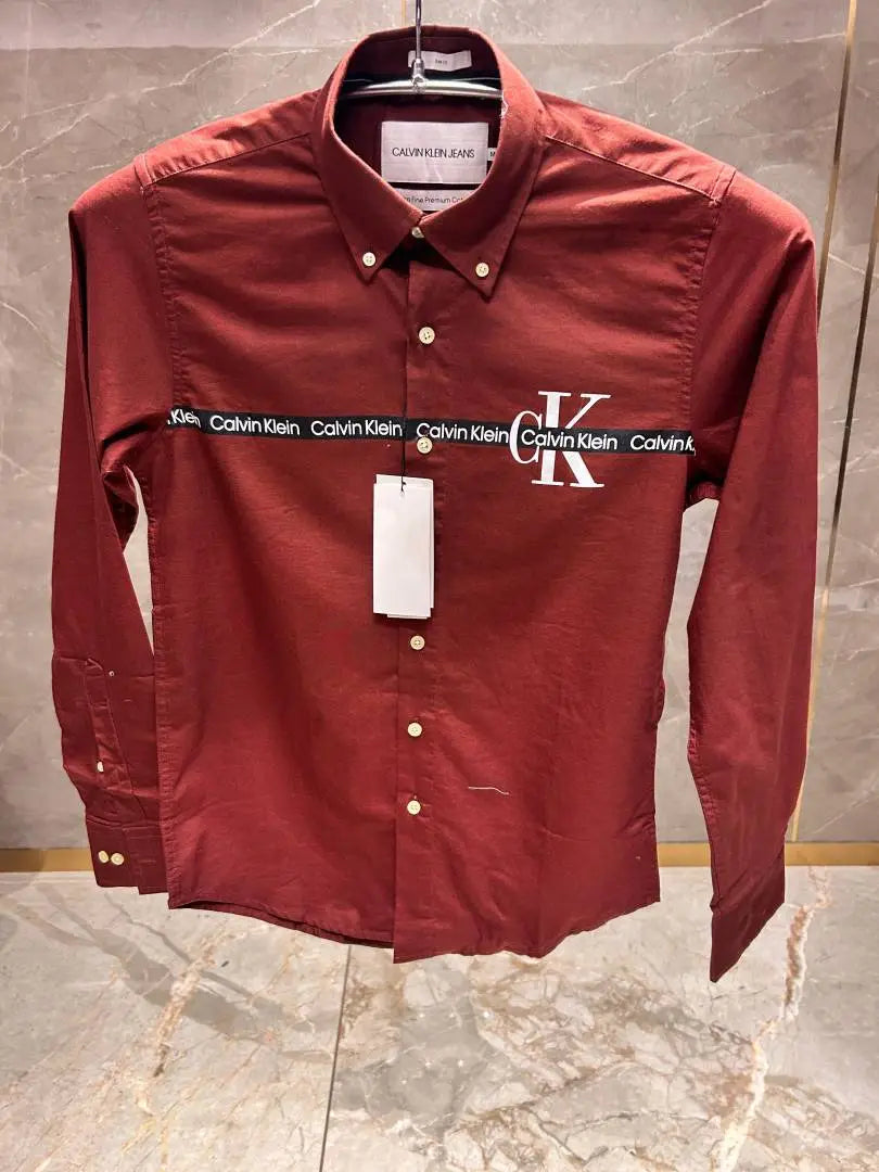 CALVIN KLEI_N MAROON FRONT PRINT PREMIUM SHIRT