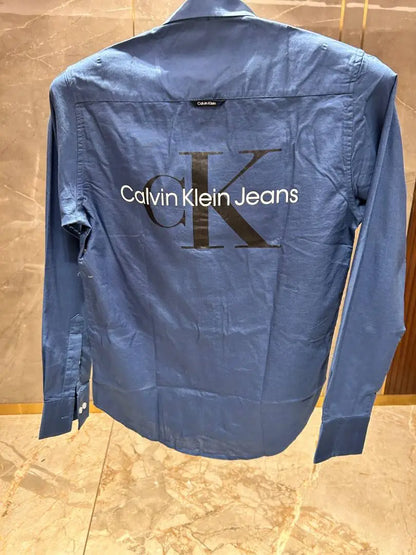 CALVIN KLEI_N BLUE FRONT BACK PRINT PREMIUM SHIRT