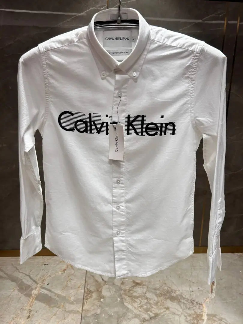 CALVIN KLEI_N WHITE FRONT PRINT PREMIUM SHIRT