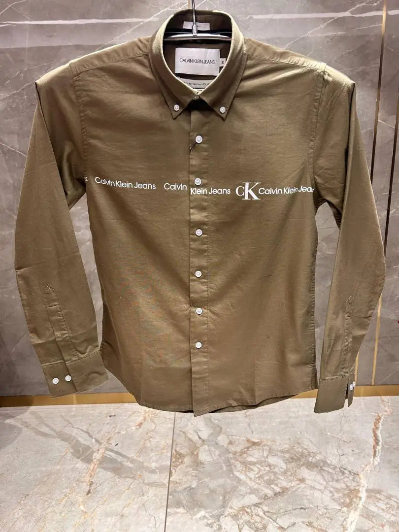 CALVIN KLEI_N OLIVE FRONT PRINT PREMIUM SHIRT