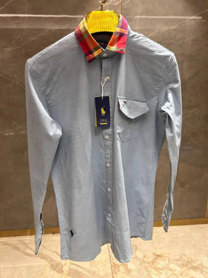 RALPH LAURE_N POLO SKY BLUE PREMIUM COLLAR WORK SHIRT