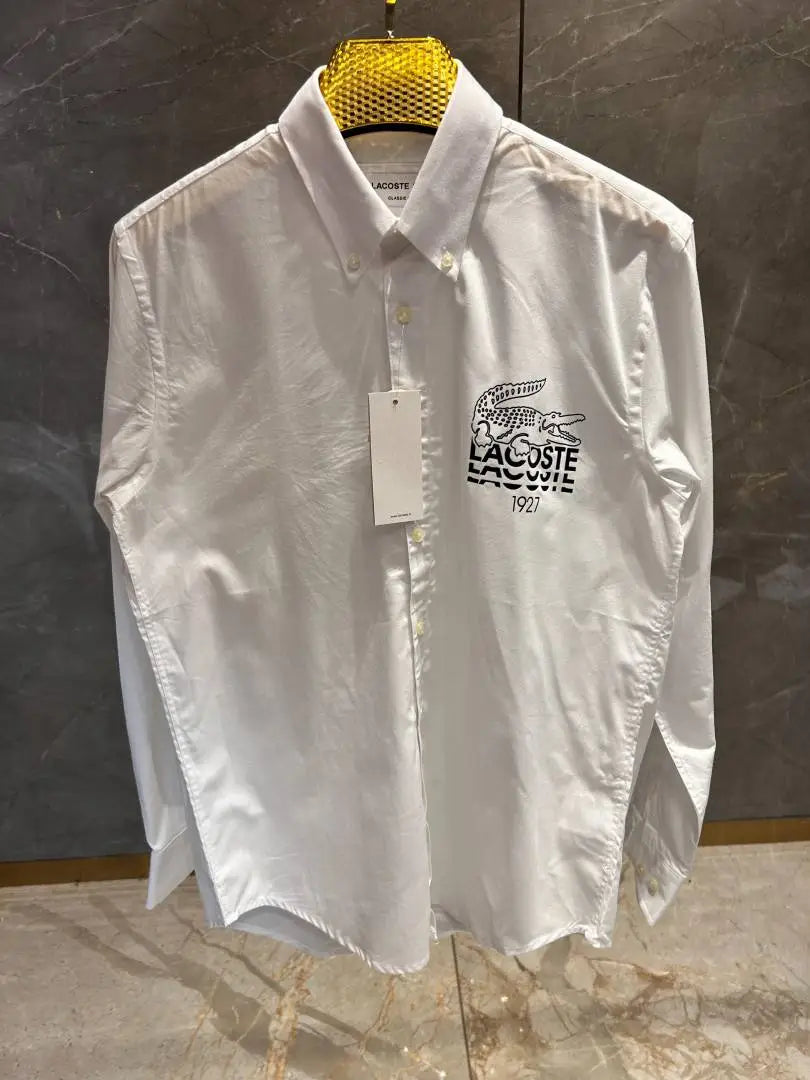 LACOST_E WHITE SIDE PRINTED PREMIUM SHIRT