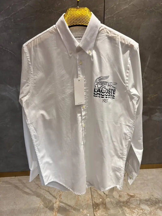 LACOST_E WHITE SIDE PRINTED PREMIUM SHIRT
