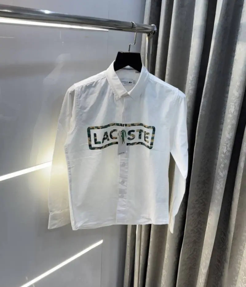 LACOST_E CAMOFLAUGE WHITE FRONT PRINTED SHIRT