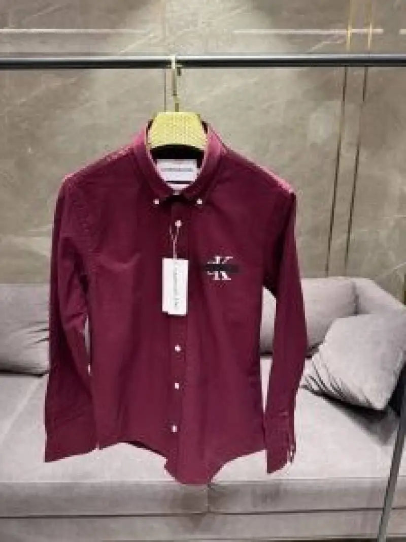 CALVIN KLEI_N MAROON PREMIUM FRONT PRINTED SHIRT