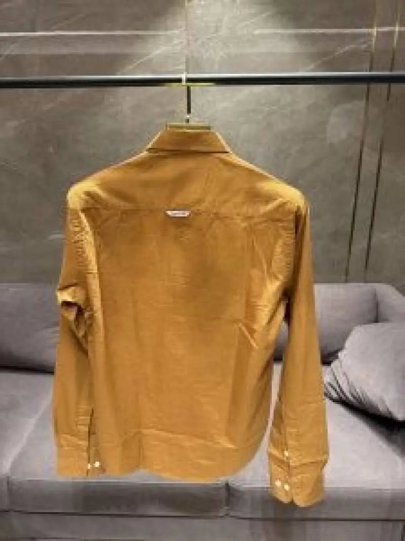 CALVIN KLEI_N MUSTARD PREMIUM FRONT PRINTED SHIRT