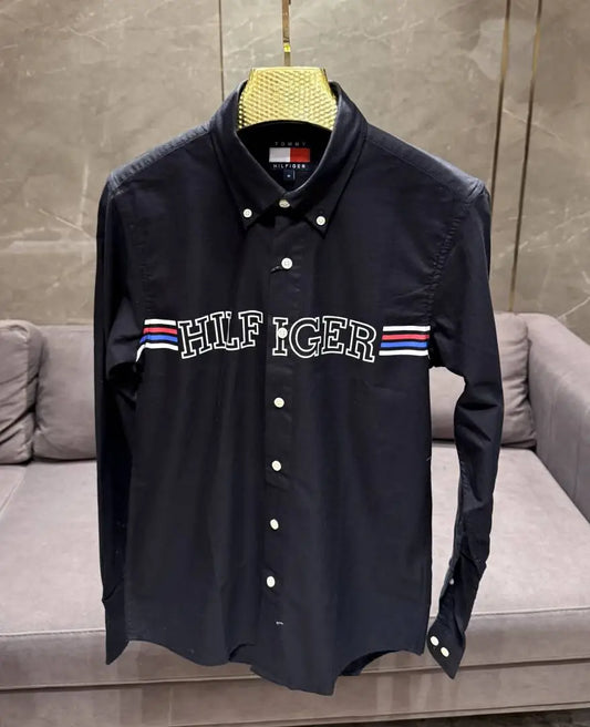 TOMMY HILFIGE_R BLACK EMBROIDER OXFORD SHIRT