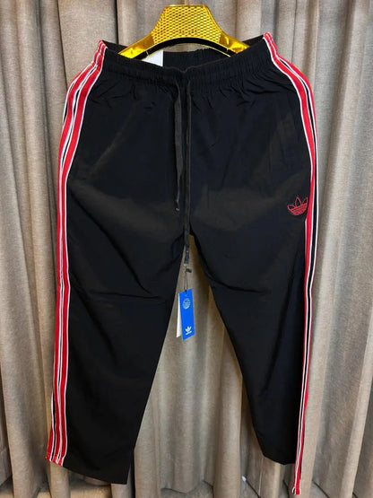 ADIDA_S ORIGINALS BLACK RED 3 STRIPES PREMIUM TRACKPANT